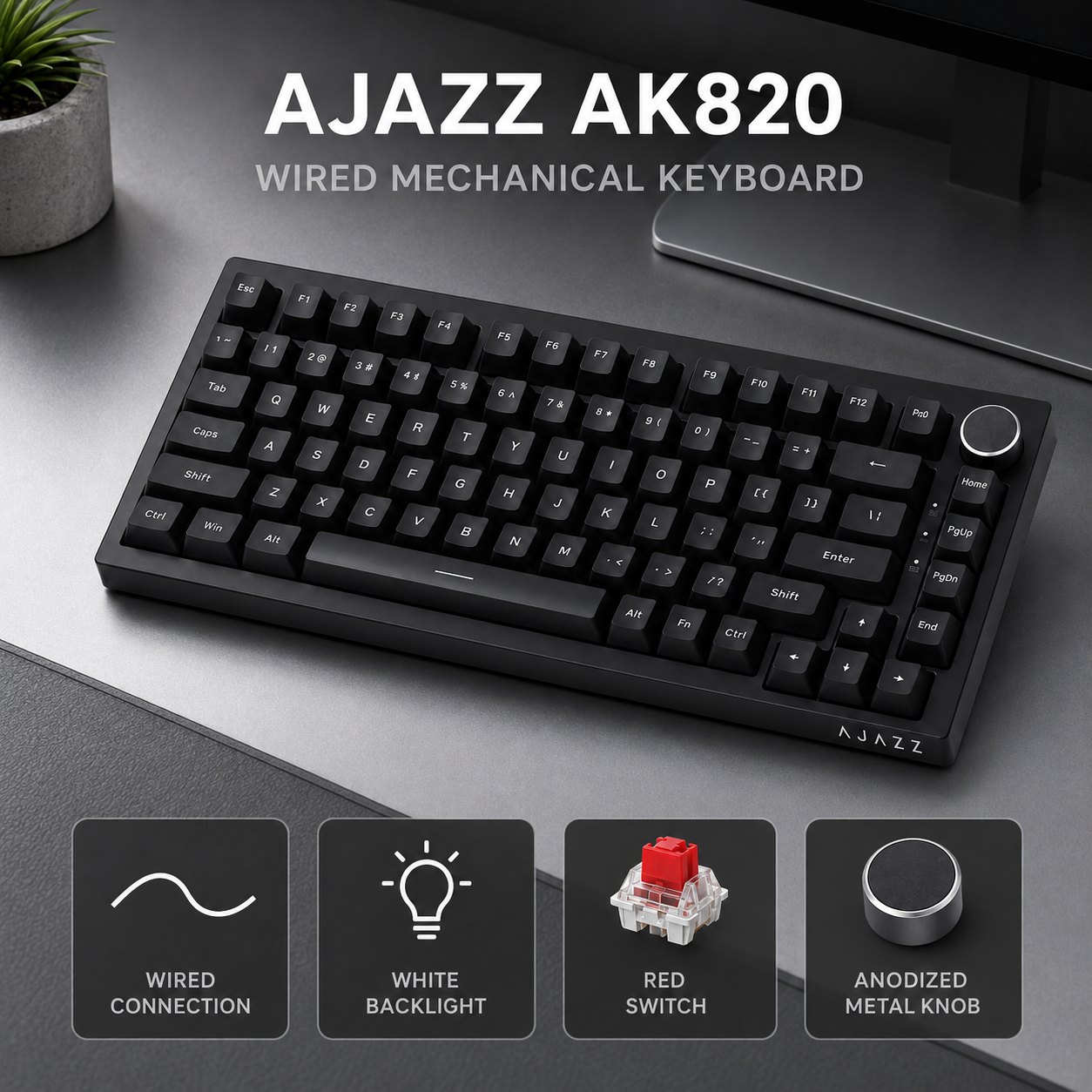 Keyboard Gaming Blue Switch - AJAZZ AK820 and AK820PRO Mechanical Gaming