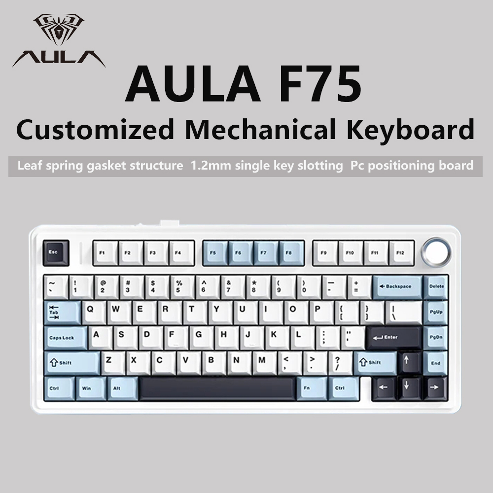 Keyboard Gaming Blue Switch - AULA F75 2.4G Wireless/Bluetooth/Wired Gaming Mechanical