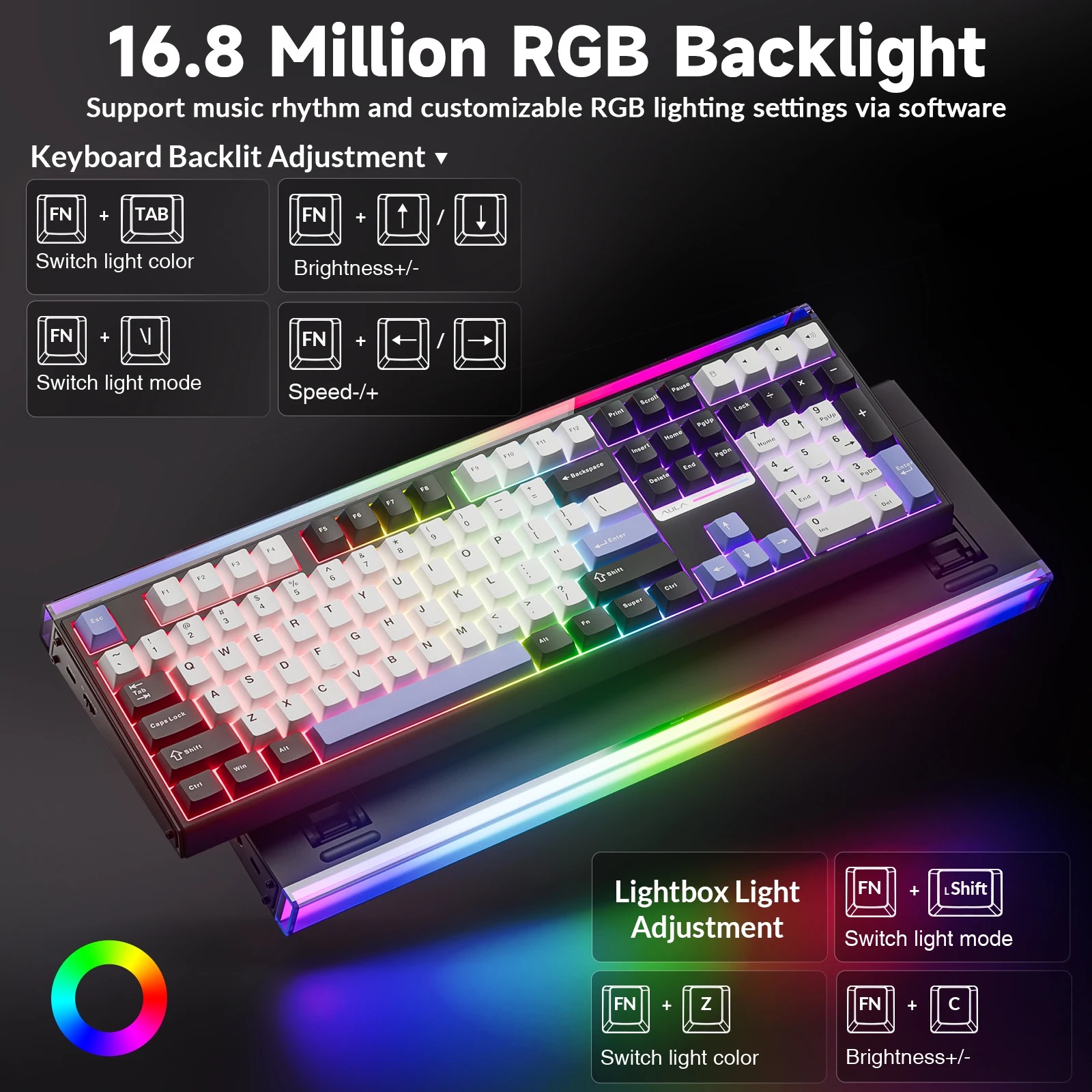 AULA H108 Tri‑Mode Mechanical  - огляд і ціна Gaming Keyboard Hot Swappable