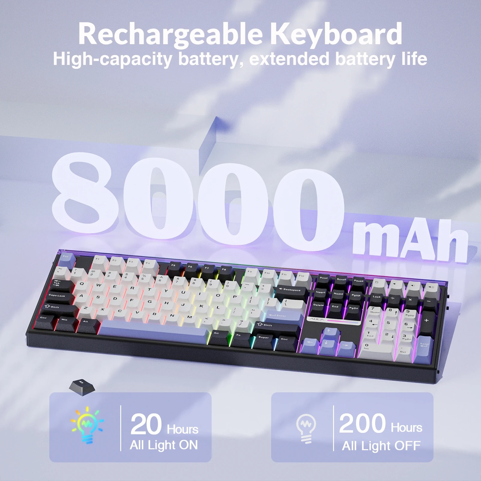 AULA H108 Tri‑Mode Mechanical  - огляд і ціна Gaming Keyboard Hot Swappable